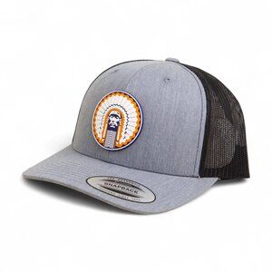 Illinois Fighting Illini Chief Illiniwek YP Snapback Hat- Heather Grey/ Black